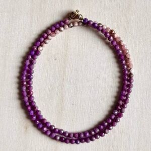 Dainty Semi Precious Faceted Sun Stone & Purple Sugilite Bracelet / Necklace